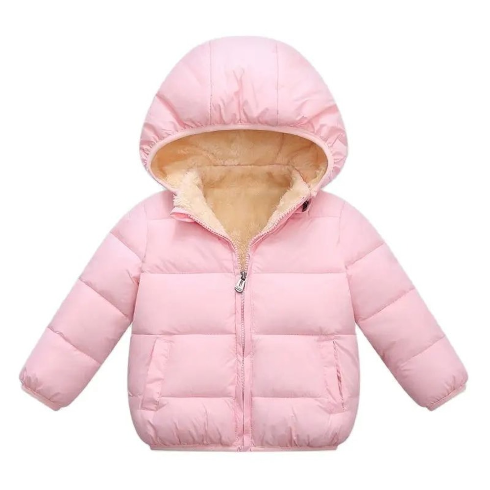 Kids Plush Fur Hooded Winter Jacket Thick Warm CottonPadded Coat For Boys Girls 36Y 1