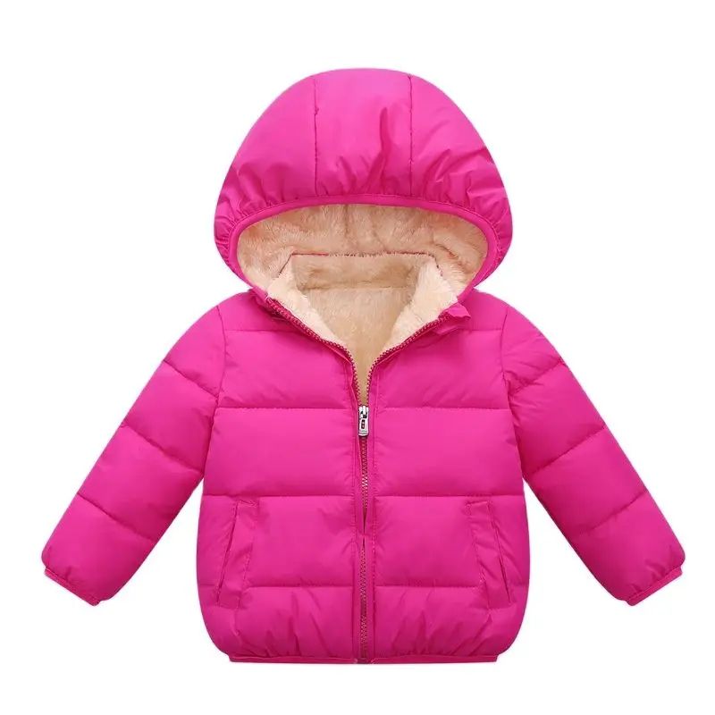 Kids Plush Fur Hooded Winter Jacket Thick Warm CottonPadded Coat For Boys Girls 36Y 2