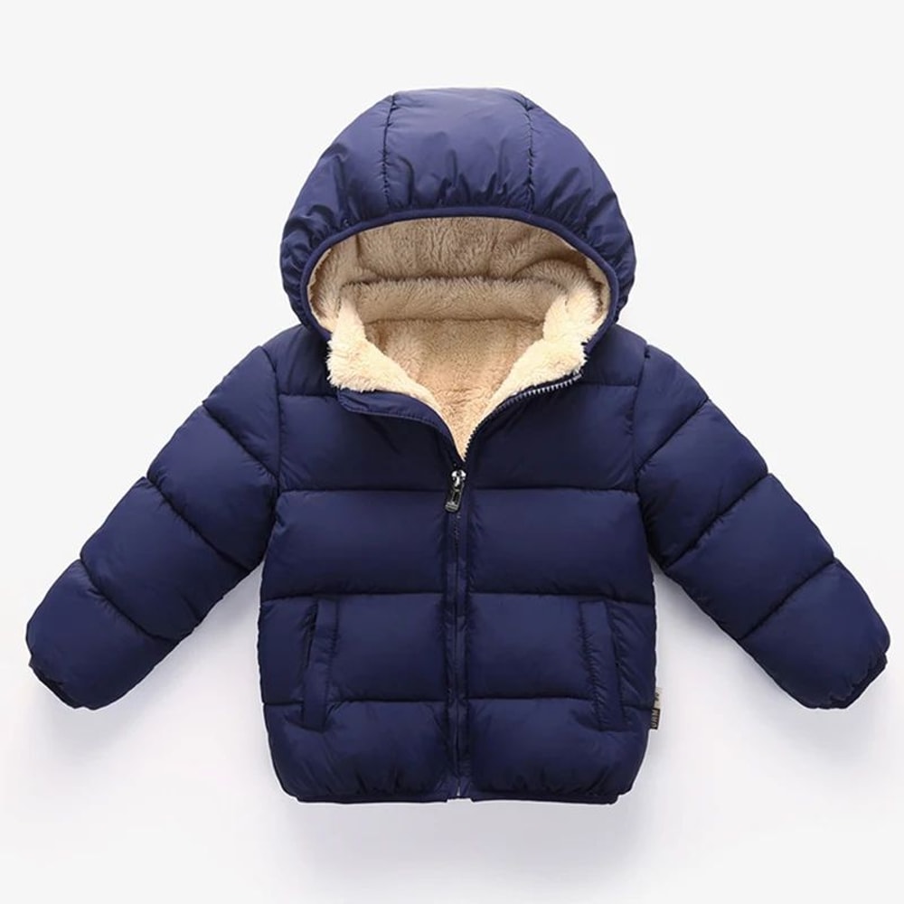 Kids Plush Fur Hooded Winter Jacket Thick Warm CottonPadded Coat For Boys Girls 36Y 3