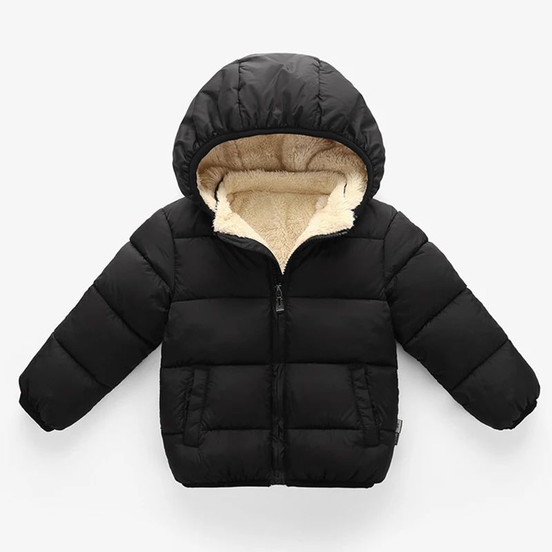 Kids Plush Fur Hooded Winter Jacket Thick Warm CottonPadded Coat For Boys Girls 36Y 4