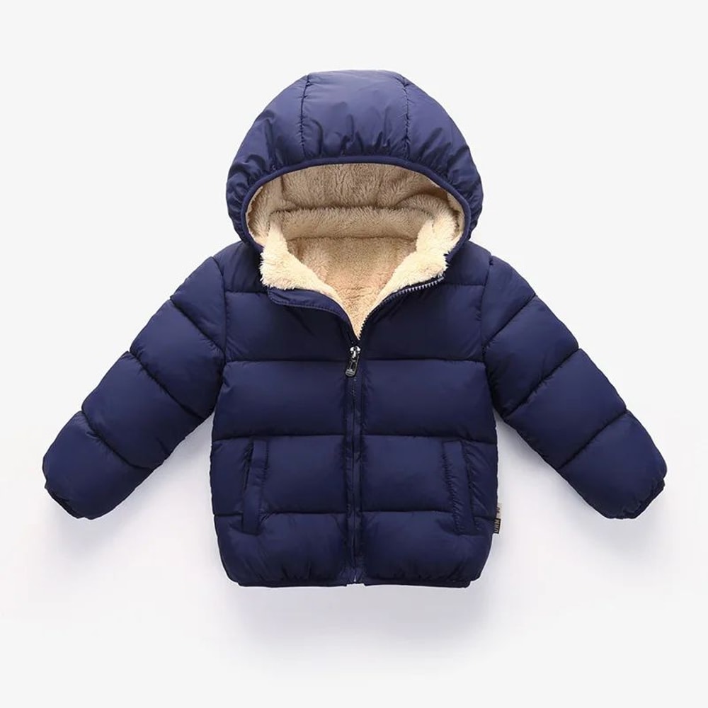 Kids Plush Fur Hooded Winter Jacket Thick Warm CottonPadded Coat For Boys Girls 36Y 8