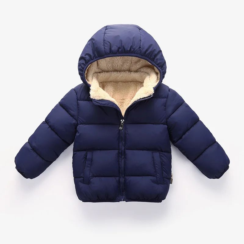 Kids Plush Fur Hooded Winter Jacket Thick Warm CottonPadded Coat For Boys Girls 36Y 8