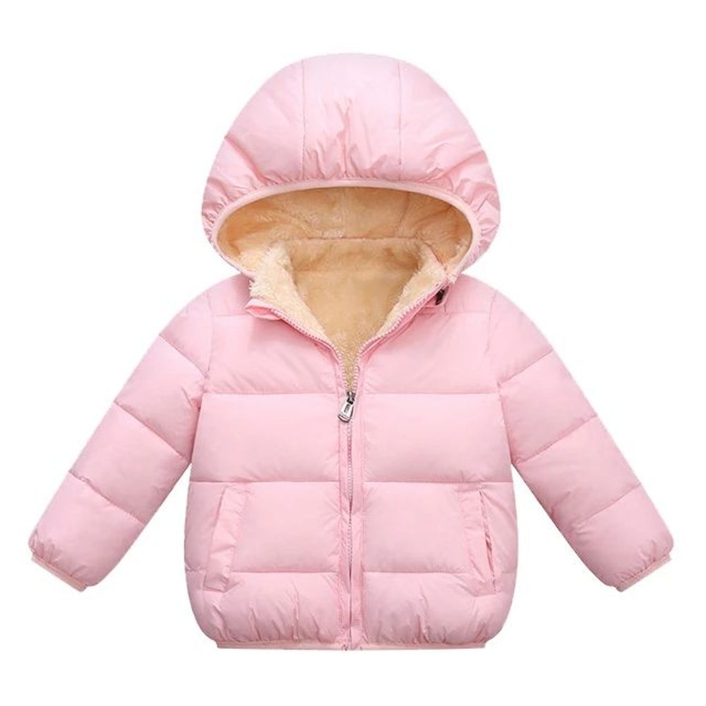 Kids Plush Fur Hooded Winter Jacket Thick Warm CottonPadded Coat For Boys Girls 36Y 10