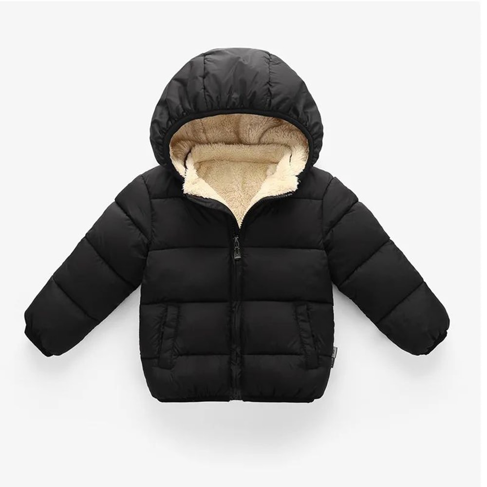 Kids Plush Fur Hooded Winter Jacket Thick Warm CottonPadded Coat For Boys Girls 36Y 6