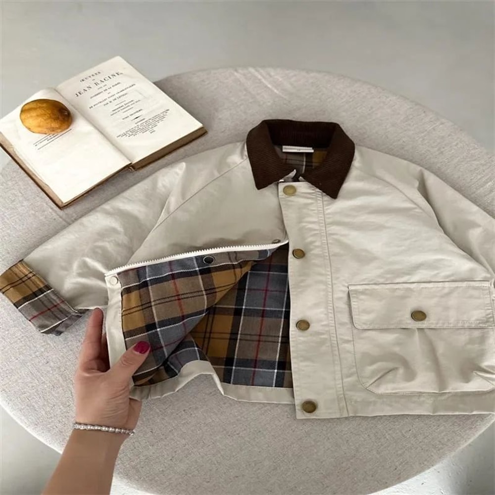 Kids Patchwork Trench Jacket Casual Cargo Style Coat For Babies Toddlers 110Y 7