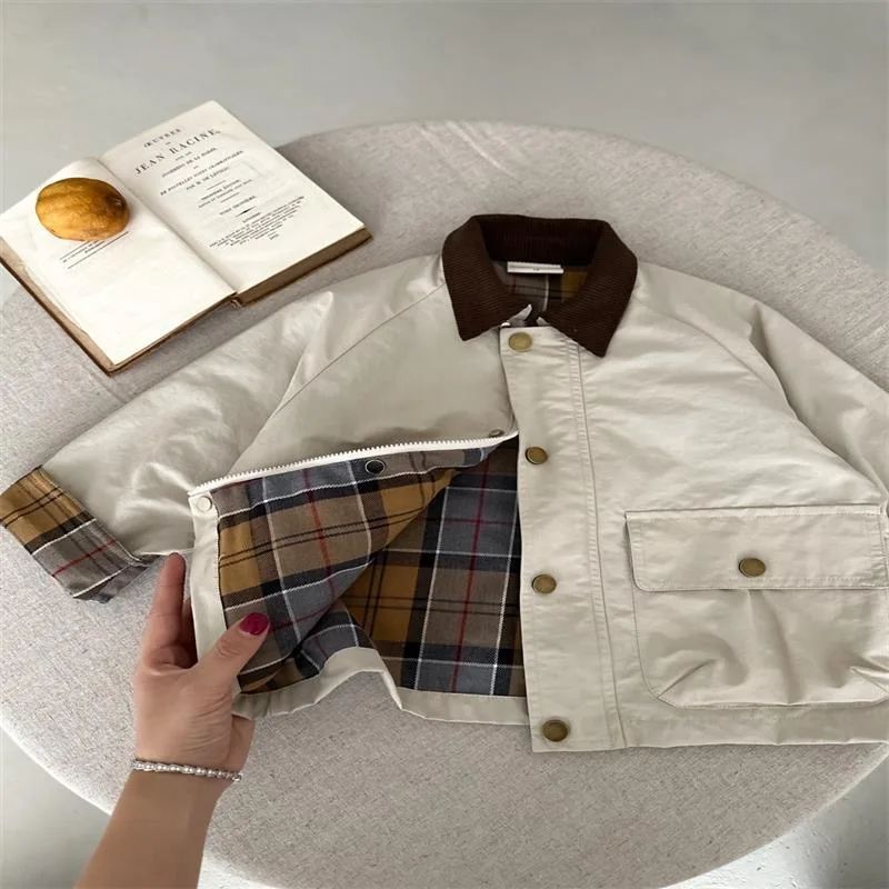 Kids Patchwork Trench Jacket Casual Cargo Style Coat For Babies Toddlers 110Y 7