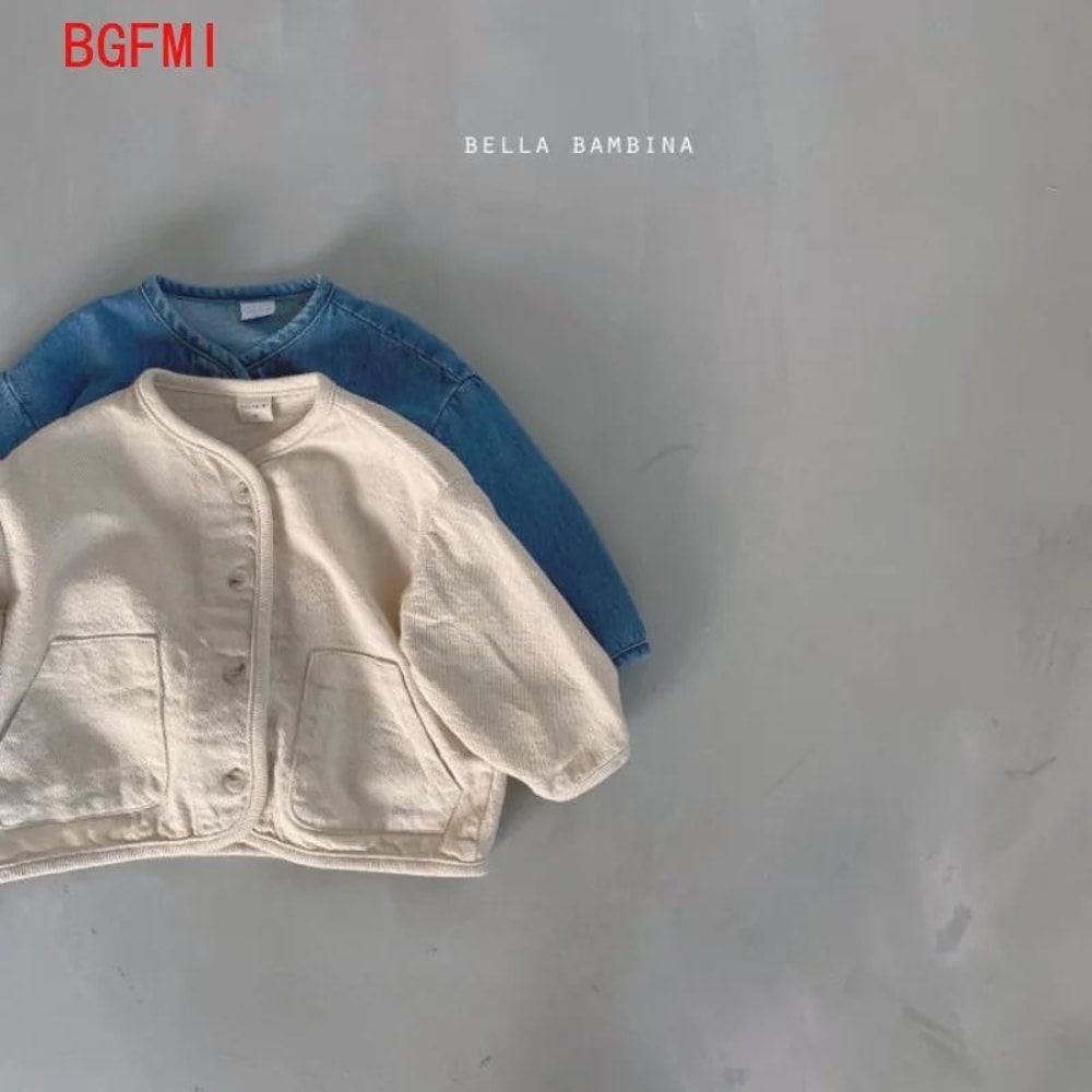 Kids Cotton Denim Jacket Classic Korean Style Jean Coat For Boys Girls 27Y 2