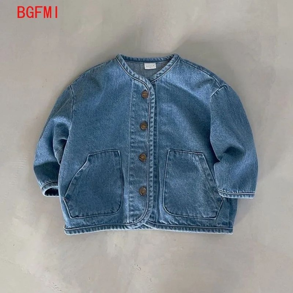 Kids Cotton Denim Jacket Classic Korean Style Jean Coat For Boys Girls 27Y 6