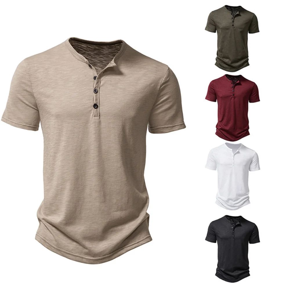 King Billion Mens Cotton Henley TShirt Breathable Short Sleeve Casual Summer Tee 4