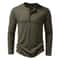 Mens Cotton Long Sleeve Henley Shirt Casual Button Neck Slim Fit Tee 1