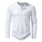 Mens Cotton Long Sleeve Henley Shirt Casual Button Neck Slim Fit Tee 2