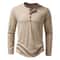Mens Cotton Long Sleeve Henley Shirt Casual Button Neck Slim Fit Tee 3