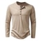 Mens Cotton Long Sleeve Henley Shirt Casual Button Neck Slim Fit Tee 3