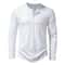 Mens Cotton Long Sleeve Henley Shirt Casual Button Neck Slim Fit Tee 6