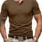 Mens Short Sleeve Henley TShirt Slim Fit Button Neck Casual Streetwear Tee 1