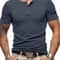 Mens Short Sleeve Henley TShirt Slim Fit Button Neck Casual Streetwear Tee 2