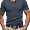 Mens Short Sleeve Henley TShirt Slim Fit Button Neck Casual Streetwear Tee 2