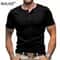 Mens Short Sleeve Henley TShirt Slim Fit Button Neck Casual Streetwear Tee 4