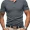 Mens Short Sleeve Henley TShirt Slim Fit Button Neck Casual Streetwear Tee 6