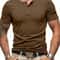 Mens Short Sleeve Henley TShirt Slim Fit Button Neck Casual Streetwear Tee 14