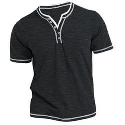 men's cotton v-neck henley t-shirt – casual slim fit short sleeve tee
