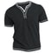 Mens Cotton VNeck Henley TShirt Casual Slim Fit Short Sleeve Tee 0