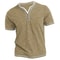 Mens Cotton VNeck Henley TShirt Casual Slim Fit Short Sleeve Tee 1