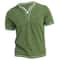 Mens Cotton VNeck Henley TShirt Casual Slim Fit Short Sleeve Tee 2