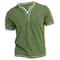 Mens Cotton VNeck Henley TShirt Casual Slim Fit Short Sleeve Tee 6
