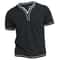 Mens Cotton VNeck Henley TShirt Casual Slim Fit Short Sleeve Tee 8