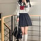Womens Japanese JK Sailor School Uniform Set Classic Long Sleeve Anime Cosplay Outfit With Red Tie 2