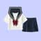 Womens Japanese JK Sailor School Uniform Set Classic Long Sleeve Anime Cosplay Outfit With Red Tie 4