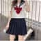Womens Japanese JK Sailor School Uniform Set Classic Long Sleeve Anime Cosplay Outfit With Red Tie 3