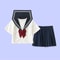 Womens Japanese JK Sailor School Uniform Set Classic Long Sleeve Anime Cosplay Outfit With Red Tie 6