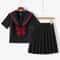 Womens Black Japanese JK Sailor School Uniform Set Classic Anime Cosplay Student Outfit With Pleat 10