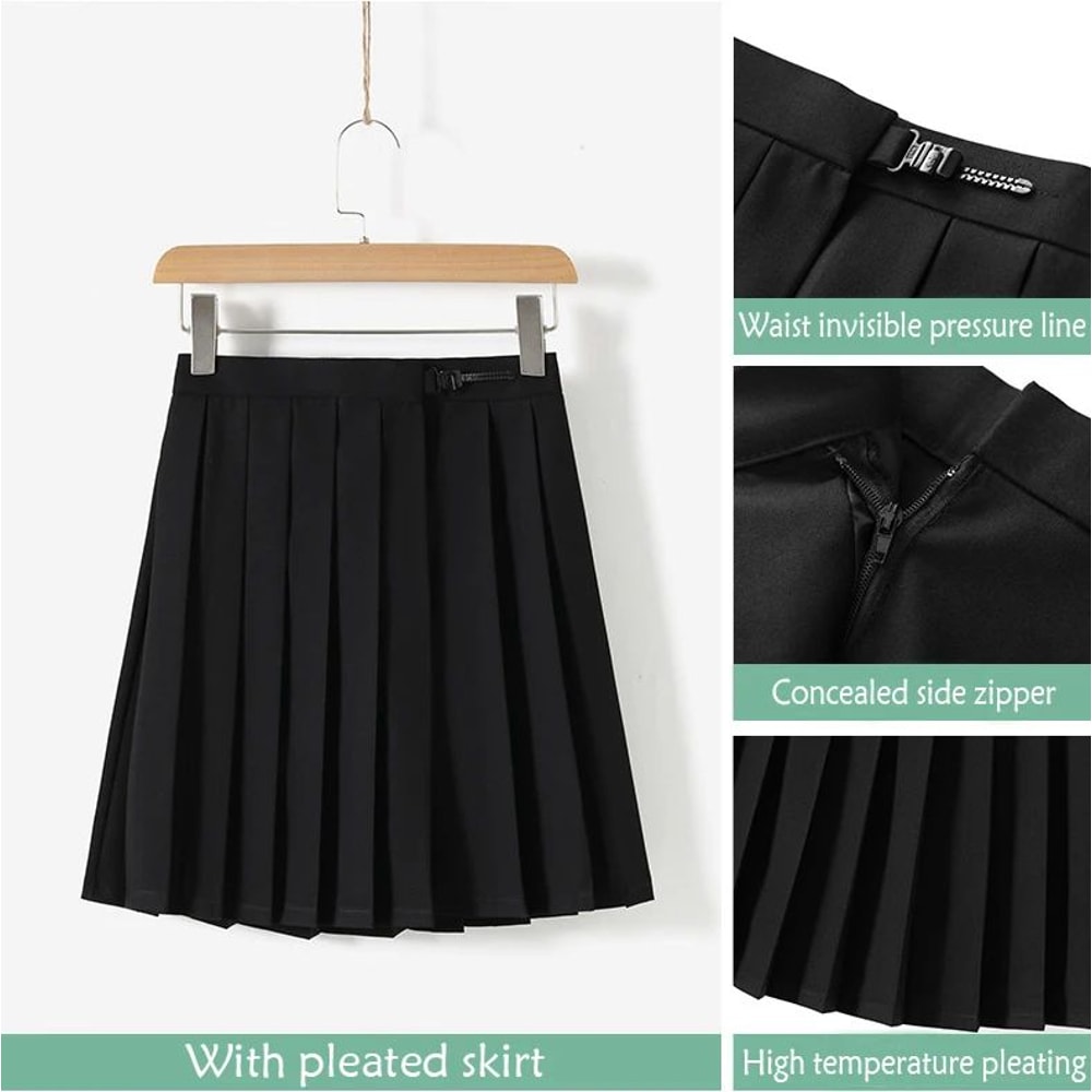 Womens Black Japanese JK Sailor School Uniform Set Classic Anime Cosplay Student Outfit With Pleat 6