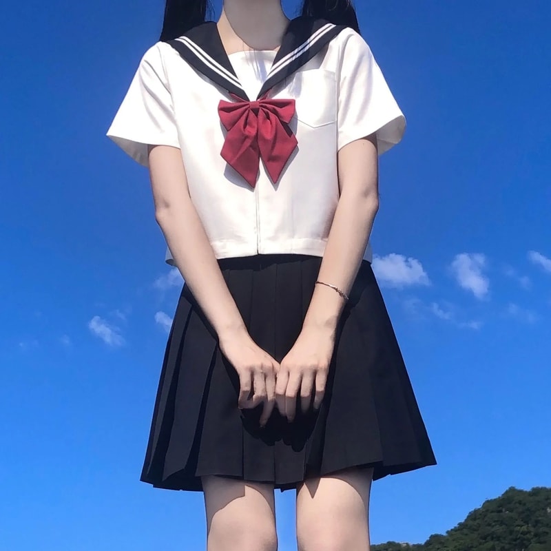 Elegant Plus Size Sailor School Uniform Set Japanese JK Style Long Sleeve Cosplay Outfit S8XL 5