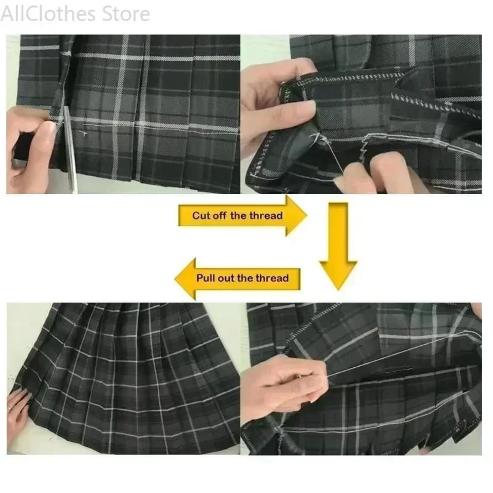 Korean JK Sailor School Uniform Set Pink Plaid Pleated Skirt Blouse Cosplay Outfit For Women 4