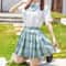 Korean JK Sailor School Uniform Set Pink Plaid Pleated Skirt Blouse Cosplay Outfit For Women 10