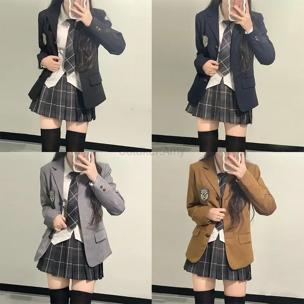 Japanese Sailor School Uniform Blazer Set Anime JK Pleated Skirt Cosplay Outfit For Women 2