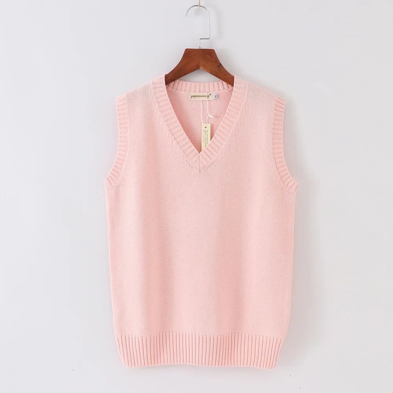 Japanese JK School Uniform Sweater Vest Cute Anime VNeck Knit Cosplay Vest For Girls Women 4