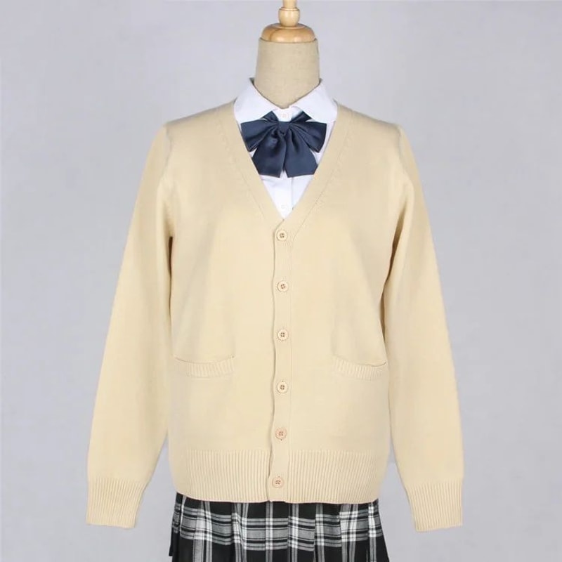Japanese JK School Uniform Sweater Cardigan Anime VNeck Long Sleeve Knit Coat For Girls 1