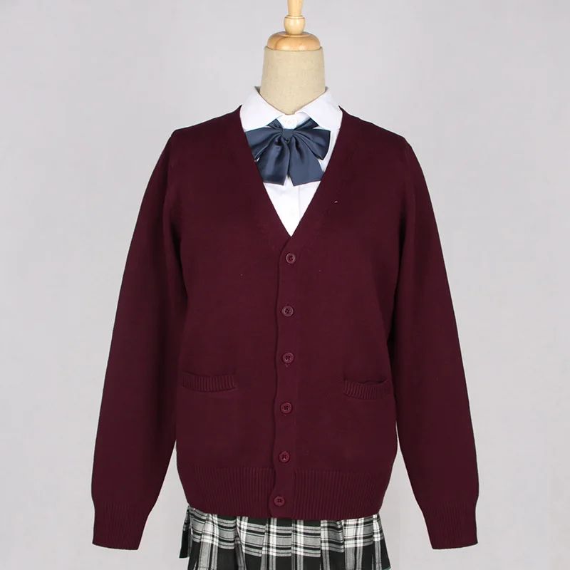 Japanese JK School Uniform Sweater Cardigan Anime VNeck Long Sleeve Knit Coat For Girls 20