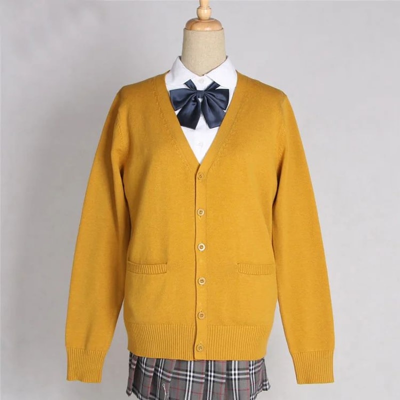 Japanese JK School Uniform Sweater Cardigan Anime VNeck Long Sleeve Knit Coat For Girls 12