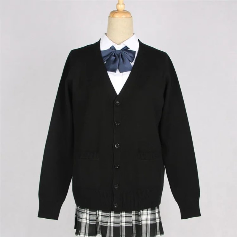 Japanese JK School Uniform Sweater Cardigan Anime VNeck Long Sleeve Knit Coat For Girls 7