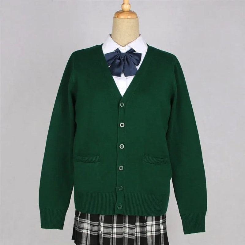 Japanese JK School Uniform Sweater Cardigan Anime VNeck Long Sleeve Knit Coat For Girls 21