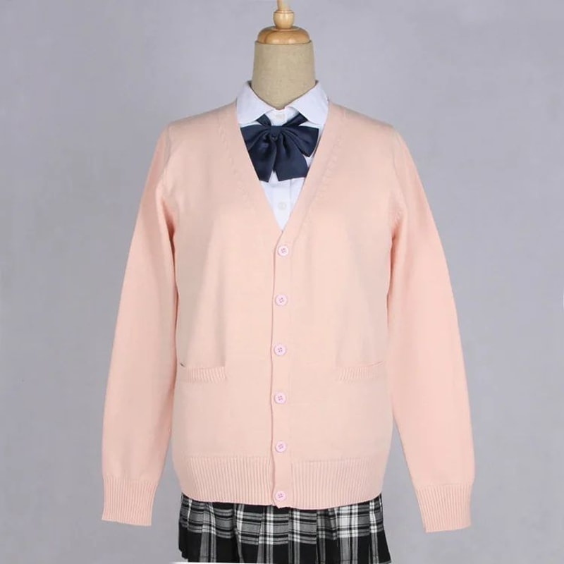 Japanese JK School Uniform Sweater Cardigan Anime VNeck Long Sleeve Knit Coat For Girls 18