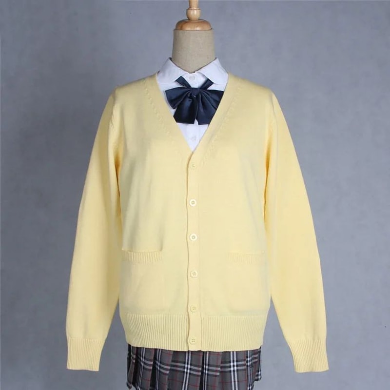 Japanese JK School Uniform Sweater Cardigan Anime VNeck Long Sleeve Knit Coat For Girls 6
