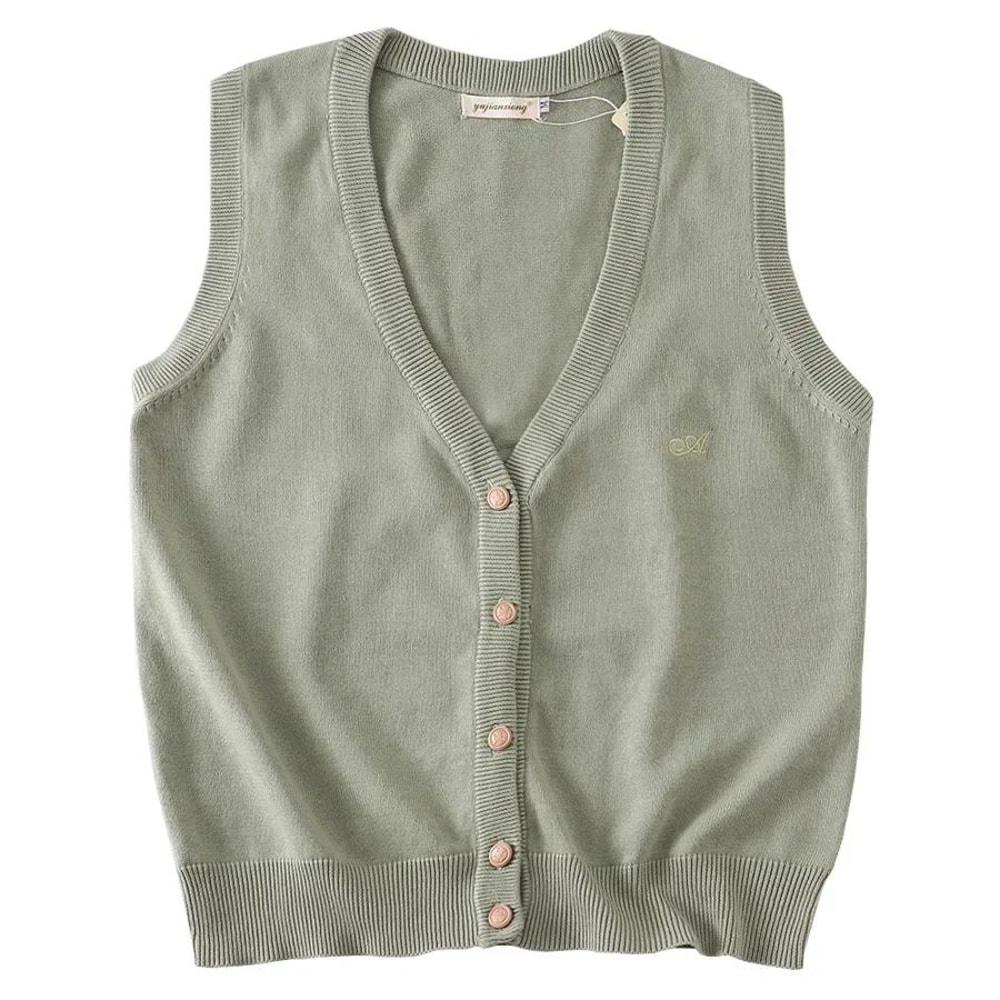 Japanese JK School Uniform Knit Vest Cardigan Korean Gyaru Style Student Sweater For Women 12