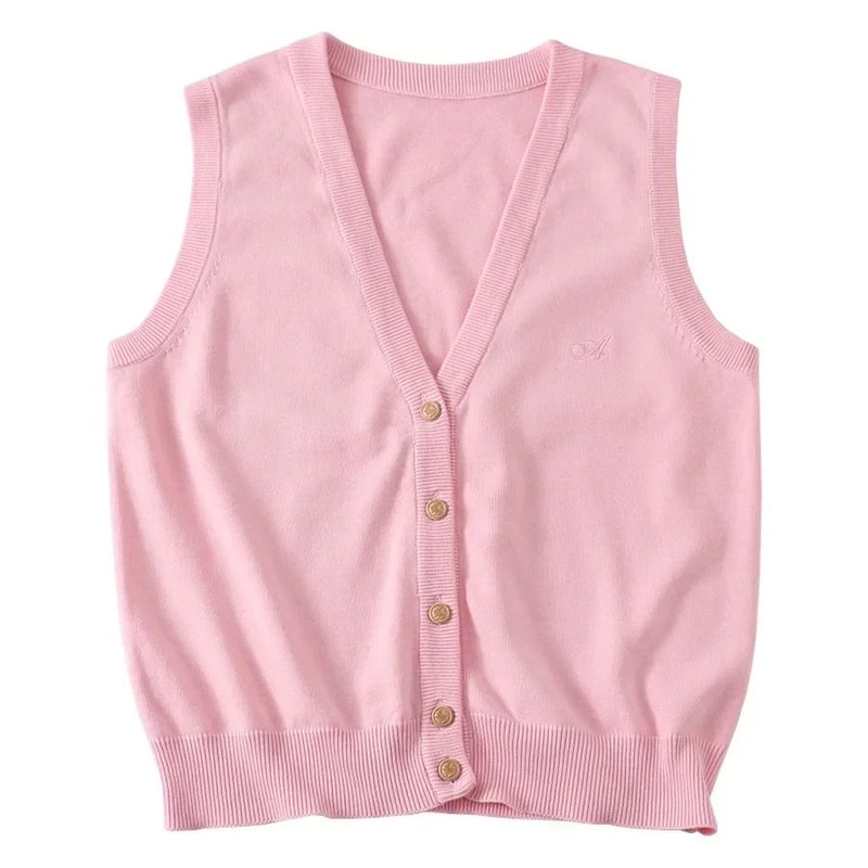 Japanese JK School Uniform Knit Vest Cardigan Korean Gyaru Style Student Sweater For Women 14